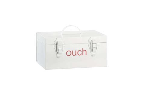 OUCH Metal First Aid Box, White 